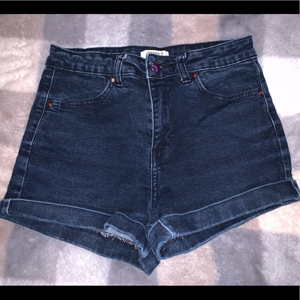 High waisted denim shorts